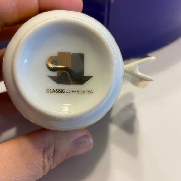 VINTAGE CC &T Mini Cup Saucer Set of 6, Multi-Color Butterfly Wings Handle New - Picture 3 of 10